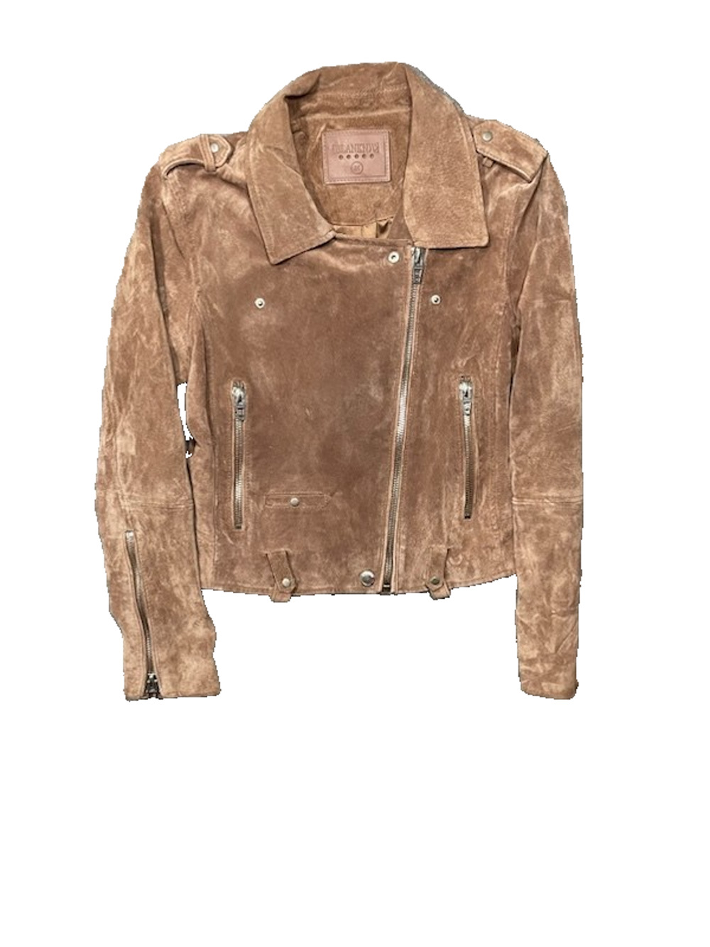 Blank NYC Brown Suede Moto Jacket Womens M Asymmetrical Zip Leather